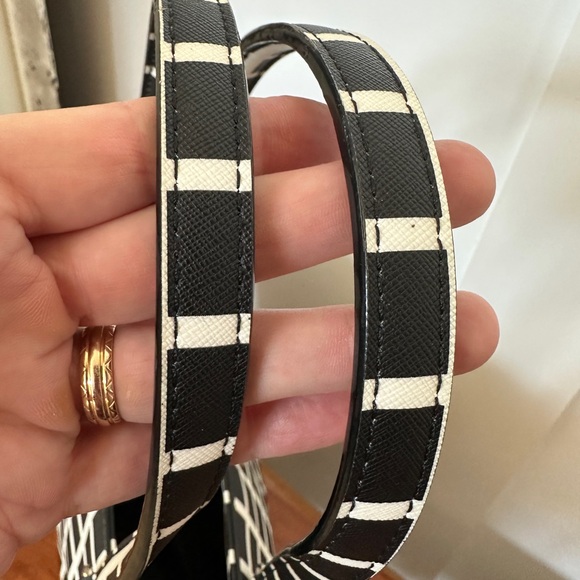 Kate Spade Checkered Pattern Tote in Black and White - Picture 6 of 9